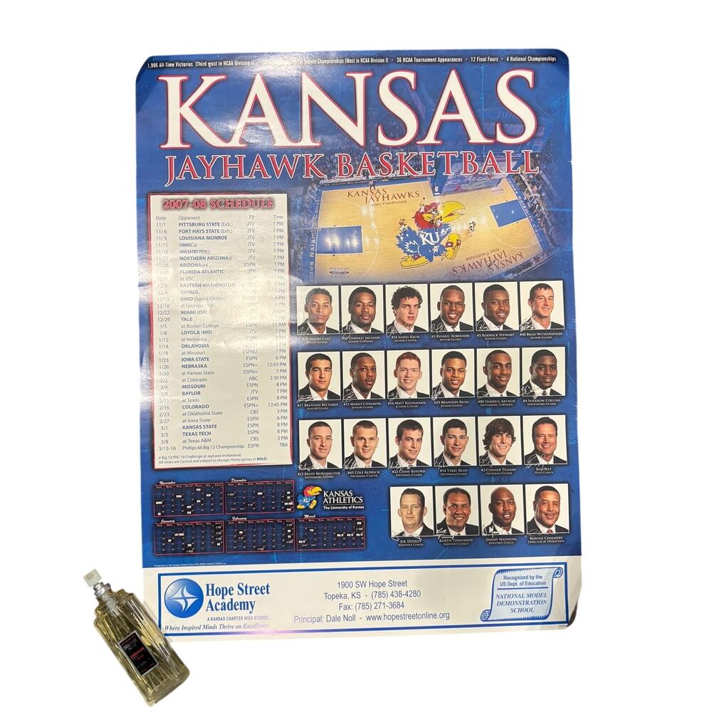 2008 KU KANSAS JAYHAWKS BASKETBALL CALENDAR POSTER NCAA CHAMPS RUSH CHALMERS